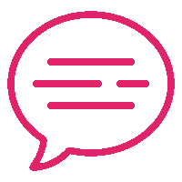 animiertes Bild einer magenta Sprechblase auf transparentem Hintergrund